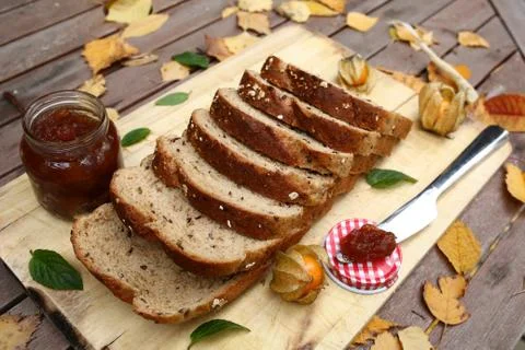Breakfast with bread Stock Photos