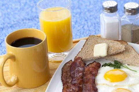 Breakfast on breakfast table Stock Photos