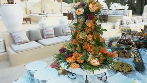Breakfast buffet in African hotel Stock Footage 81313307
