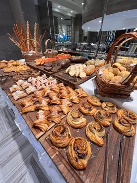 Breakfast Buffet Concept, Breakfast Time in Luxury Hotel, Brunch with Famil.. Stock Photos