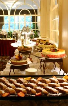 Breakfast buffet - dessert section Stock Photos