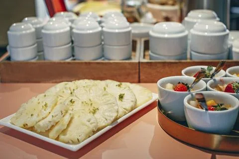 Breakfast buffet at a hotel 스톡 사진