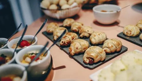 Breakfast buffet at a hotel 스톡 사진