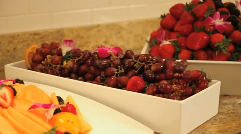 Breakfast buffet with various fruits Stock Footage 33045535
