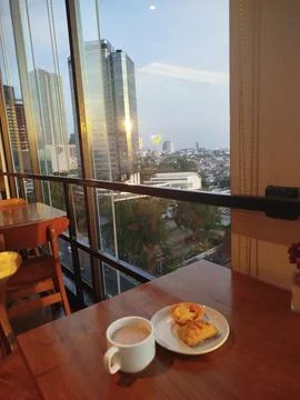 Breakfast at the cafe Stock Photos