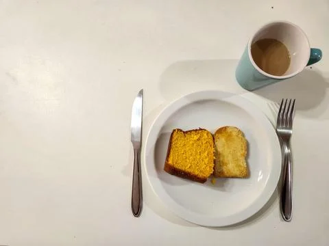 Breakfast with cake and coffee Stock Photos