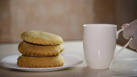 Breakfast with cakes and coffee. Stock Footage 145094720