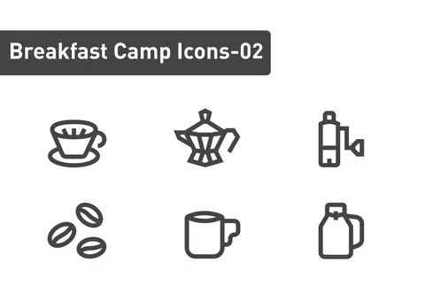Breakfast camp icon set isolated on white background ep02 Stock Illustration