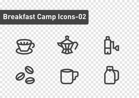 Breakfast camp icon set isolated on transparency background ep02 Stock Illustration