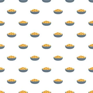 Breakfast cereal bowls seamless pattern for healthy food Stock Illustration