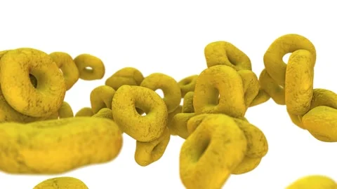 Breakfast Cereal close up toss 3d rendered animation Stock Footage 133685140