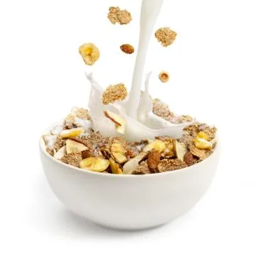 Breakfast cereal with milk Stock Photos