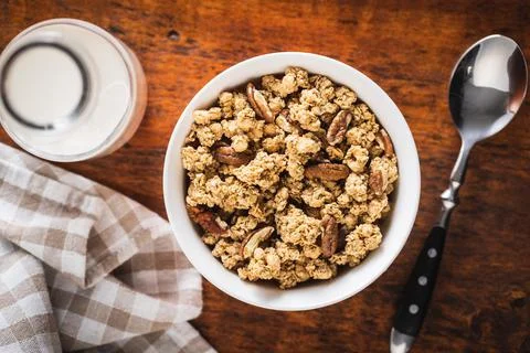 Breakfast cereal. Morning granola. Stock Photos