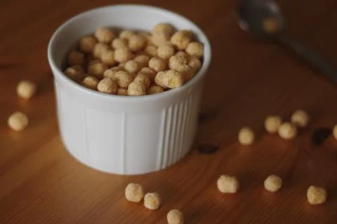 Breakfast cereal top view tabletop Stock-Fotos