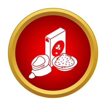 Breakfast cereals package, pouch, and bowl icon Stock Illustration