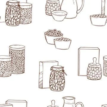 Breakfast cereals. Vector  pattern Stock Illustration