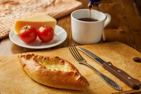 Breakfast with cheese pie Foto stock