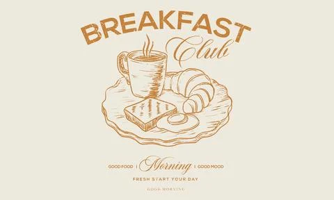 Breakfast club. Breakfast time vector design. Stock Illustration