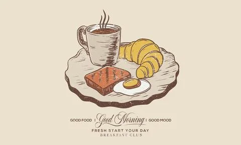 Breakfast club. Breakfast time vector design. Stock Illustration