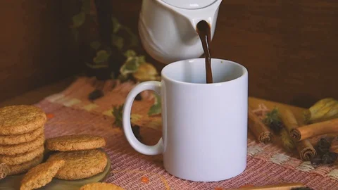Breakfast coffee and biscuits Video stock 129454445