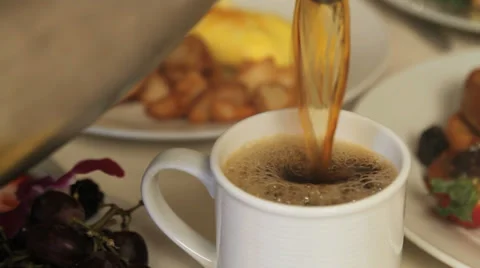 Breakfast coffee cup filled drink Stock Footage 33045593