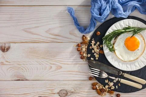Breakfast composition in the kitchen Stock Photos