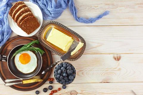 Breakfast composition in the kitchen Foto stock