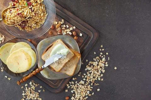 Breakfast composition in the kitchen Foto stock