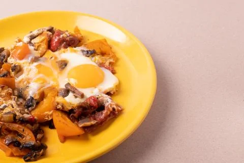 Breakfast concept with fried eggs Stock Photos