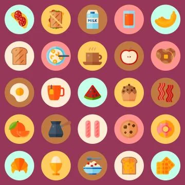 Breakfast concept seamless pattern vector illustration. Cartoon food icons of Stock Illustration