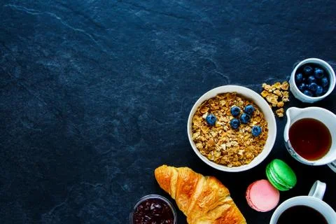 Breakfast concept on table Stock Photos