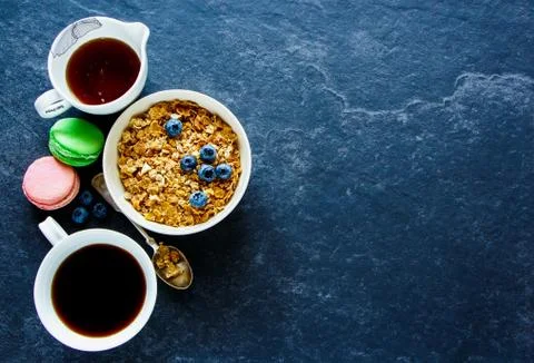 Breakfast concept on table Stock Photos