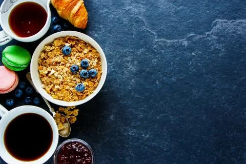 Breakfast concept on table Stock Photos