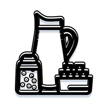 Breakfast condiments set with sugar cubes and pitcher Stock Illustration