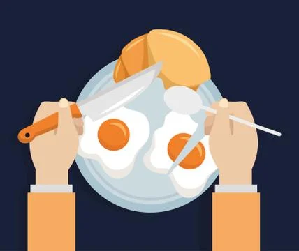 Breakfast cooking icons flat design イラスト素材