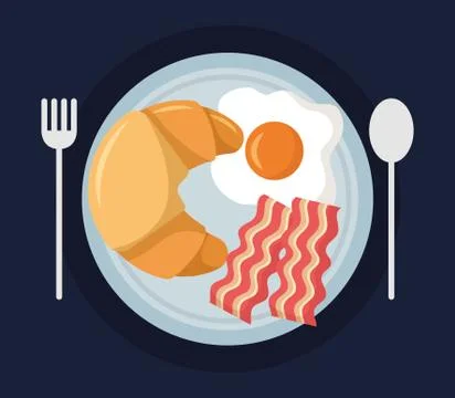 Breakfast cooking icons flat design イラスト素材