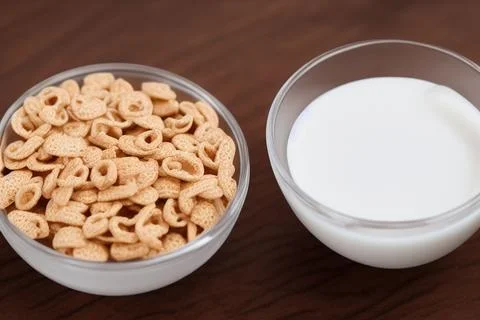 Breakfast corn flakes. bowl of corn flakes. IA Tehnology Stock Photos