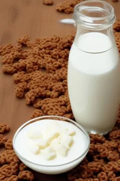 Breakfast corn flakes. bowl of corn flakes. IA Tehnology Stock Photos