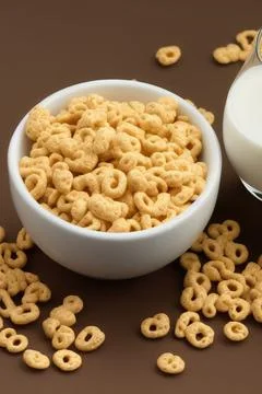 Breakfast corn flakes. bowl of corn flakes. IA Tehnology Stock Photos