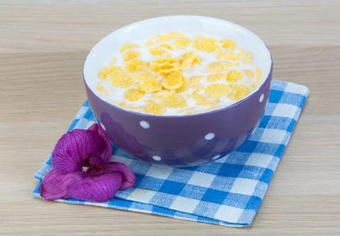 Breakfast with cornflakes Stock Photos