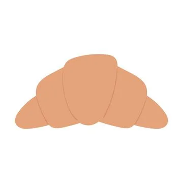 Breakfast croissant bread appetizing delicious food, icon flat on white Stock Illustration