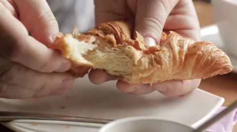 Breakfast Croissant Stock Footage 7737311