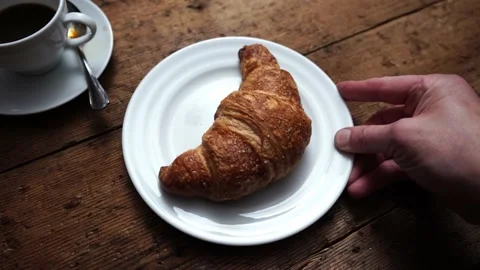Breakfast with croissant Stock Footage 143928517