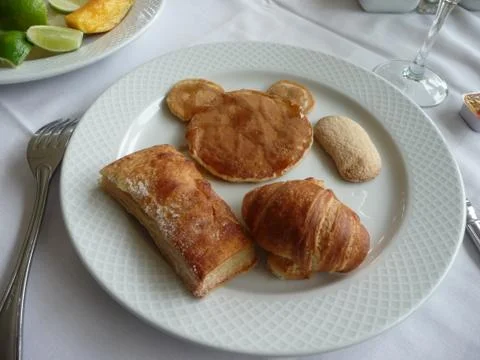 Breakfast with croissants Stock Photos