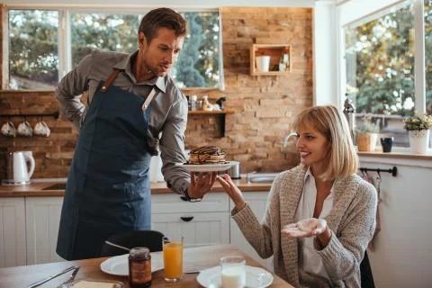 Breakfast date at home Stock Photos