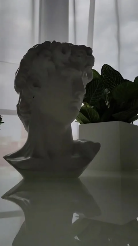 Breakfast, David's head statue Stock Footage 314375409