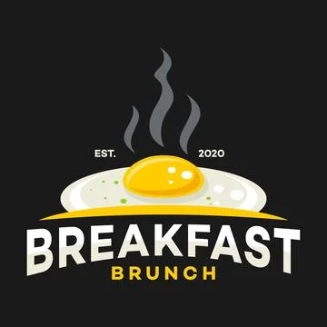 Breakfast delicious scrambled eggs with steam logo Stock Illustration