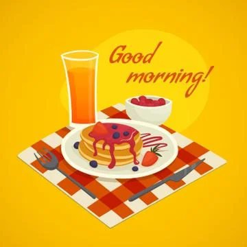 Breakfast Design Concept With Good Morning Wishing Stock Illustration