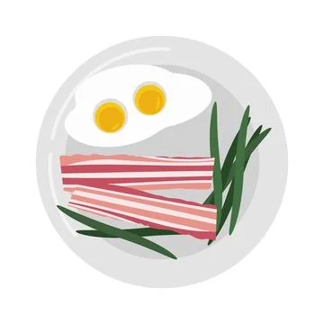 Breakfast dish. Bacon with scrambled eggs vector isolated Illustrazione stock
