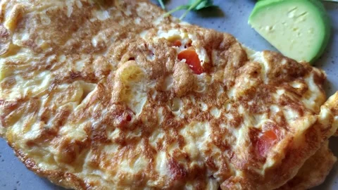 Breakfast dish with scrambled eggs Stock Footage 282818001